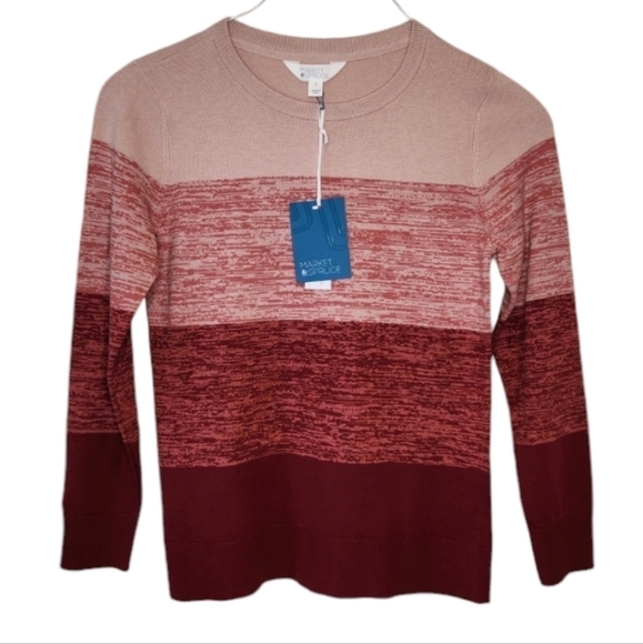 Market & Spruce Wide Striped Crew Neck Sweater Size Small - Picture 1 of 9